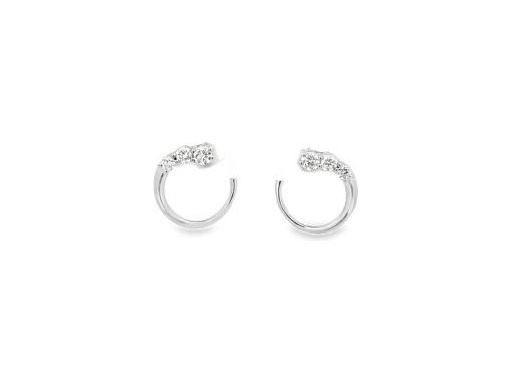 18K White Gold Open Hoop Earrings with Natural Round Diamond Clusters